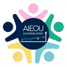 image of people in a circle surrounding the AIEOU logo